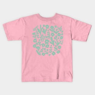 Folk ditsy flowers in teal Kids T-Shirt